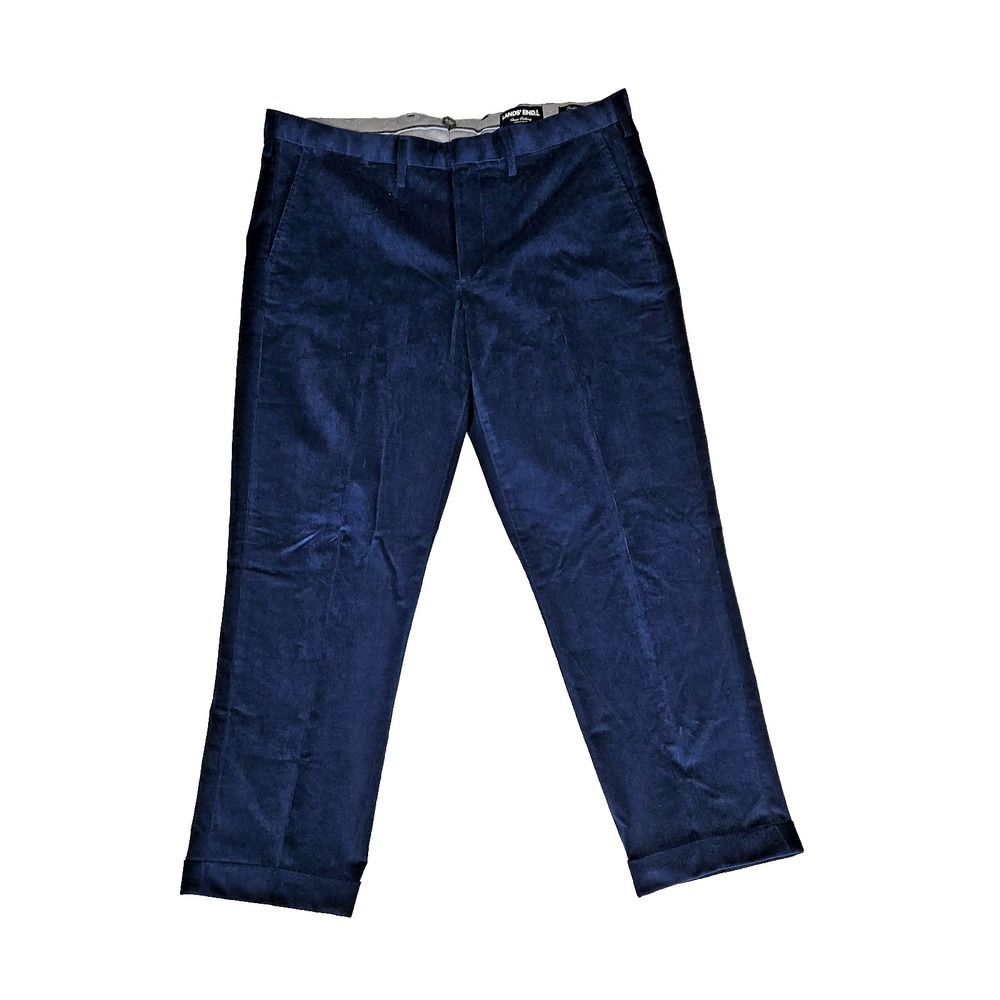 Lands End Corduroy Pants Mens 42 Navy Blue Excellent Traditional Fit Cuffed - Picture 2 of 7